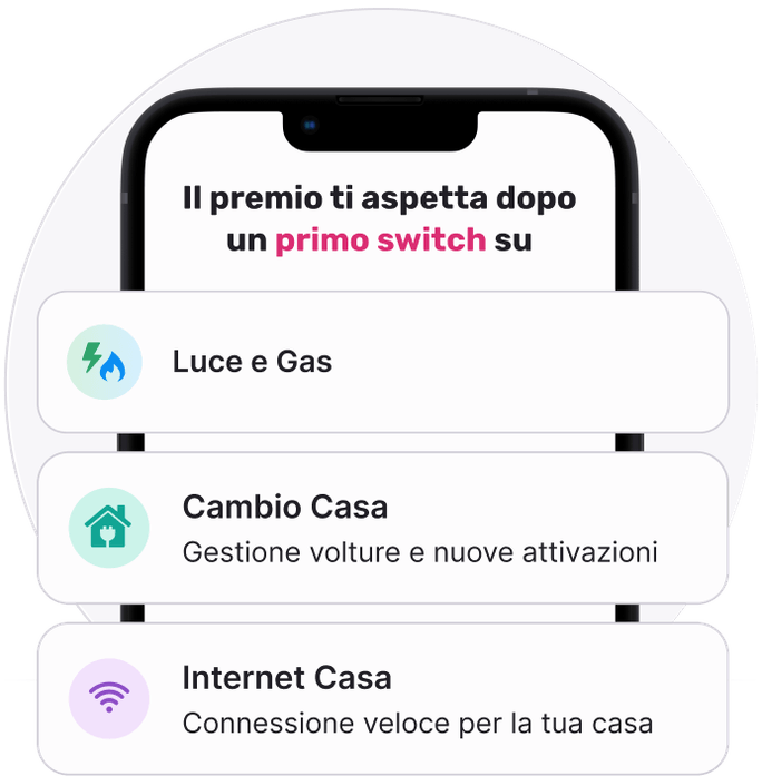Premio disponibile dopo il primo switch su Luce e Gas, Cambio Casa o Internet Casa